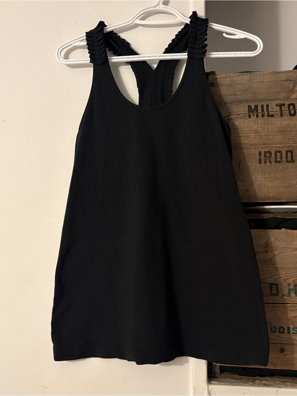 lululemon athletica Black Racerback Tank with Ruffle Straps Size 6